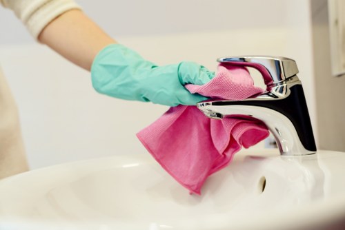 Professional carpet cleaner in Twickenham restoring a living room carpet