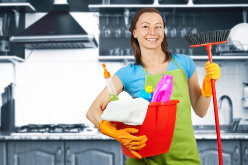 Team managing hazards and safe access during carpet cleaning work